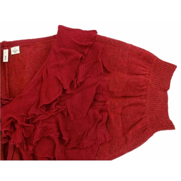 $148 Anthropologie Winter Goodies Sweater Small / Medium 2 4 6 8 Red Wool Cozy - Picture 4 of 11